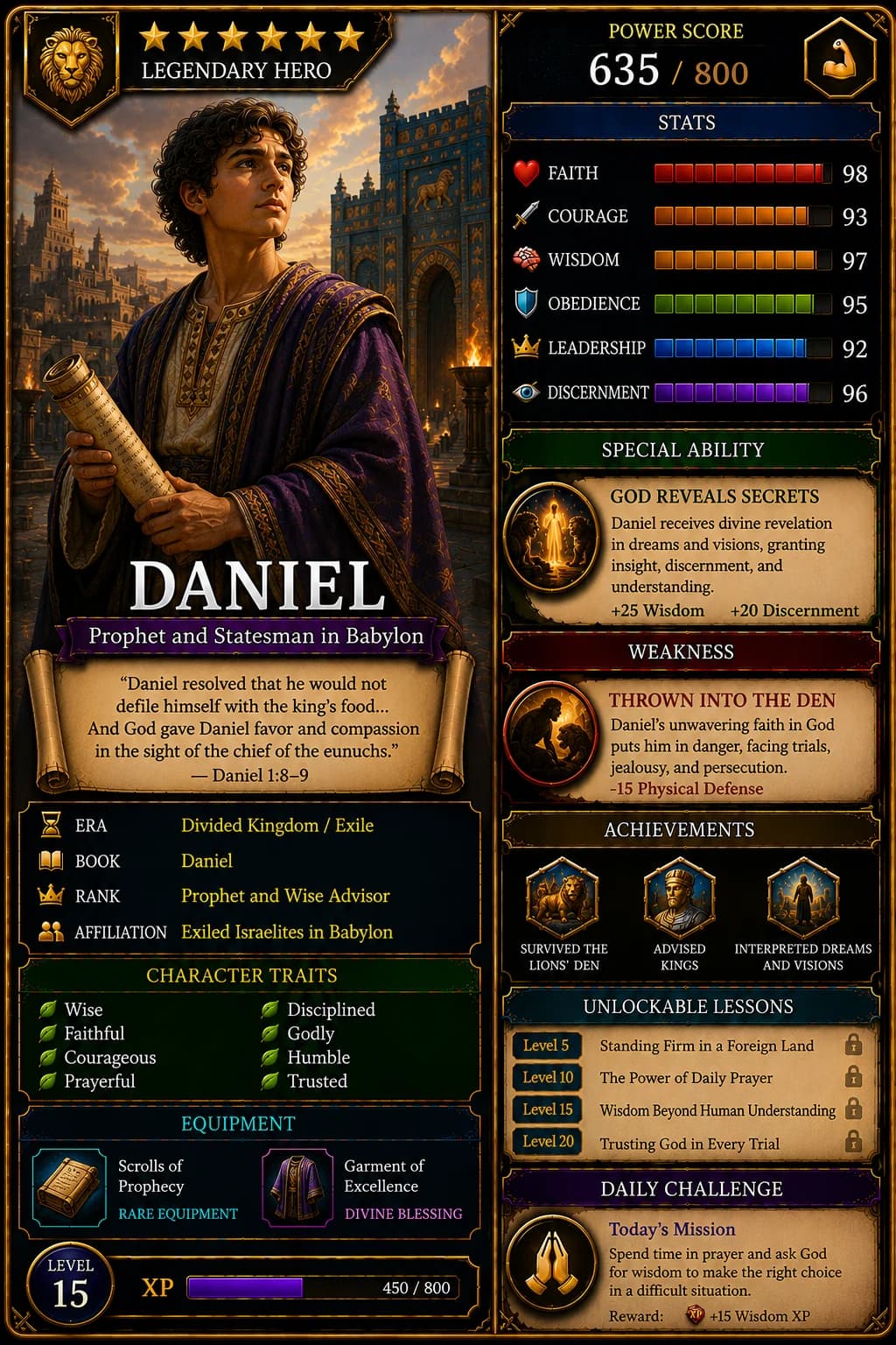 Daniel Bible Hero Card