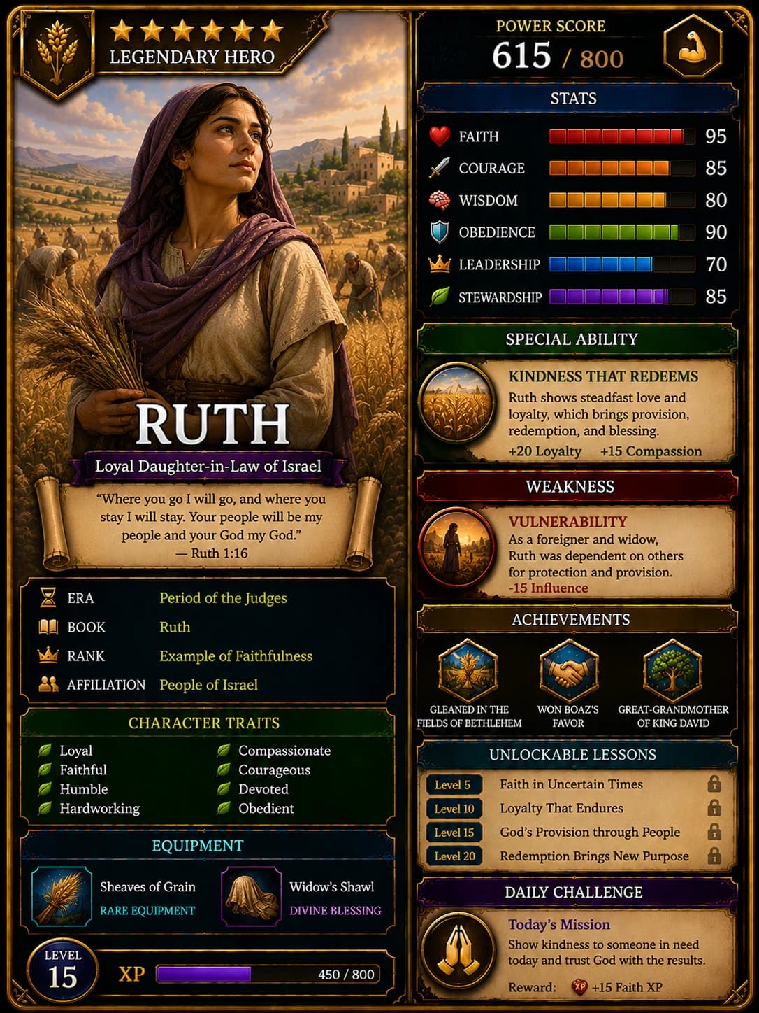 Ruth Bible Hero Card
